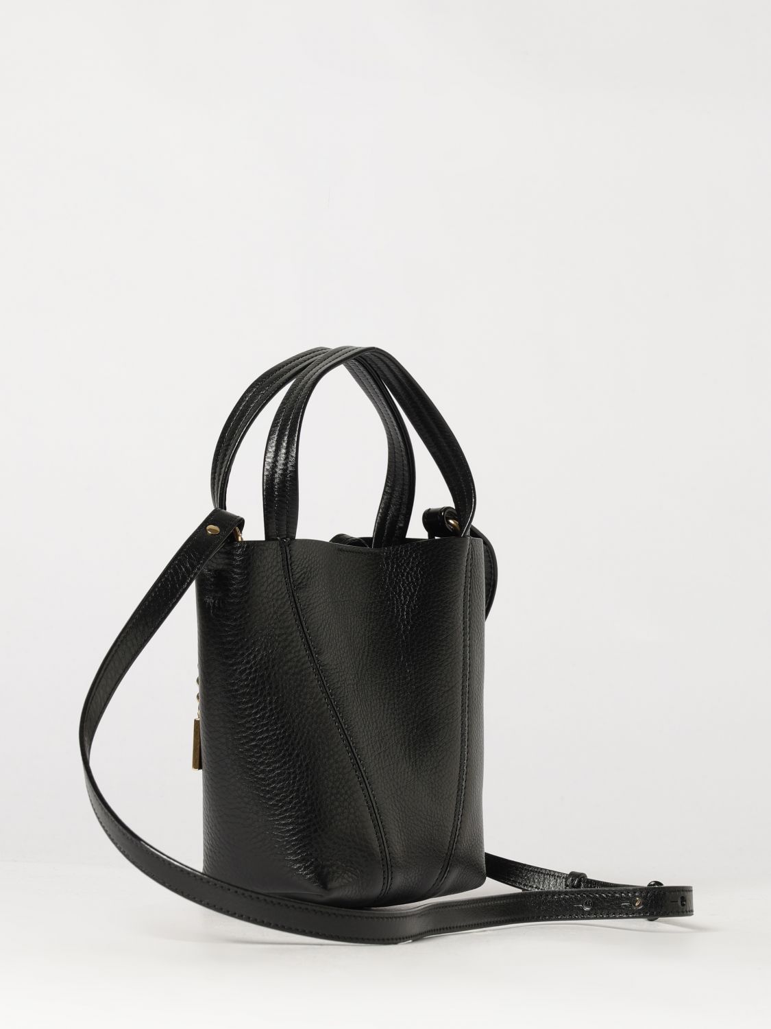 spin mini grained calfskin handbag chloé with ring detail