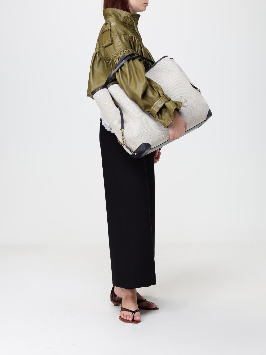 clover large cotton tote bag chloé with jacquard logo