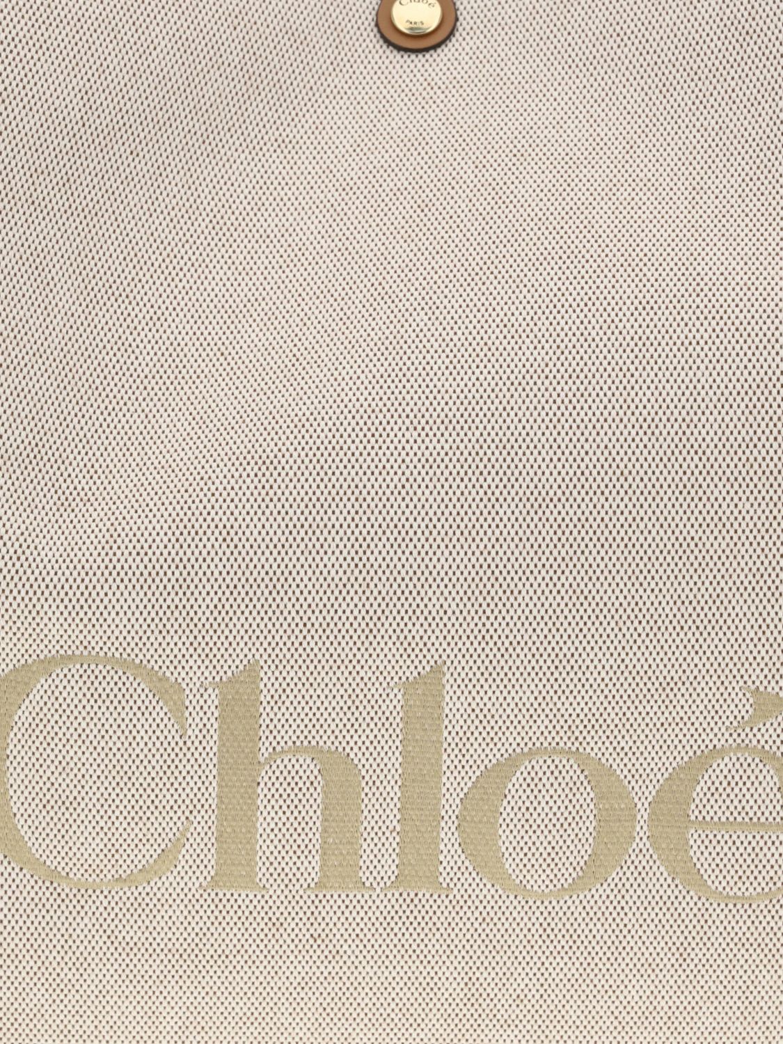 clover large cotton tote bag chloé with jacquard logo