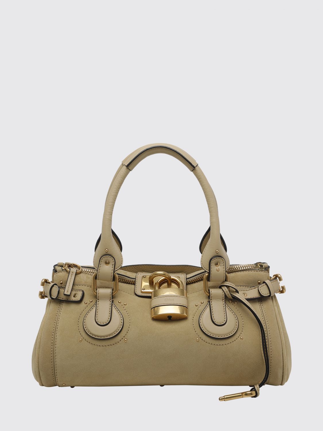 paddington suede calfskin handbag chloé with padlock