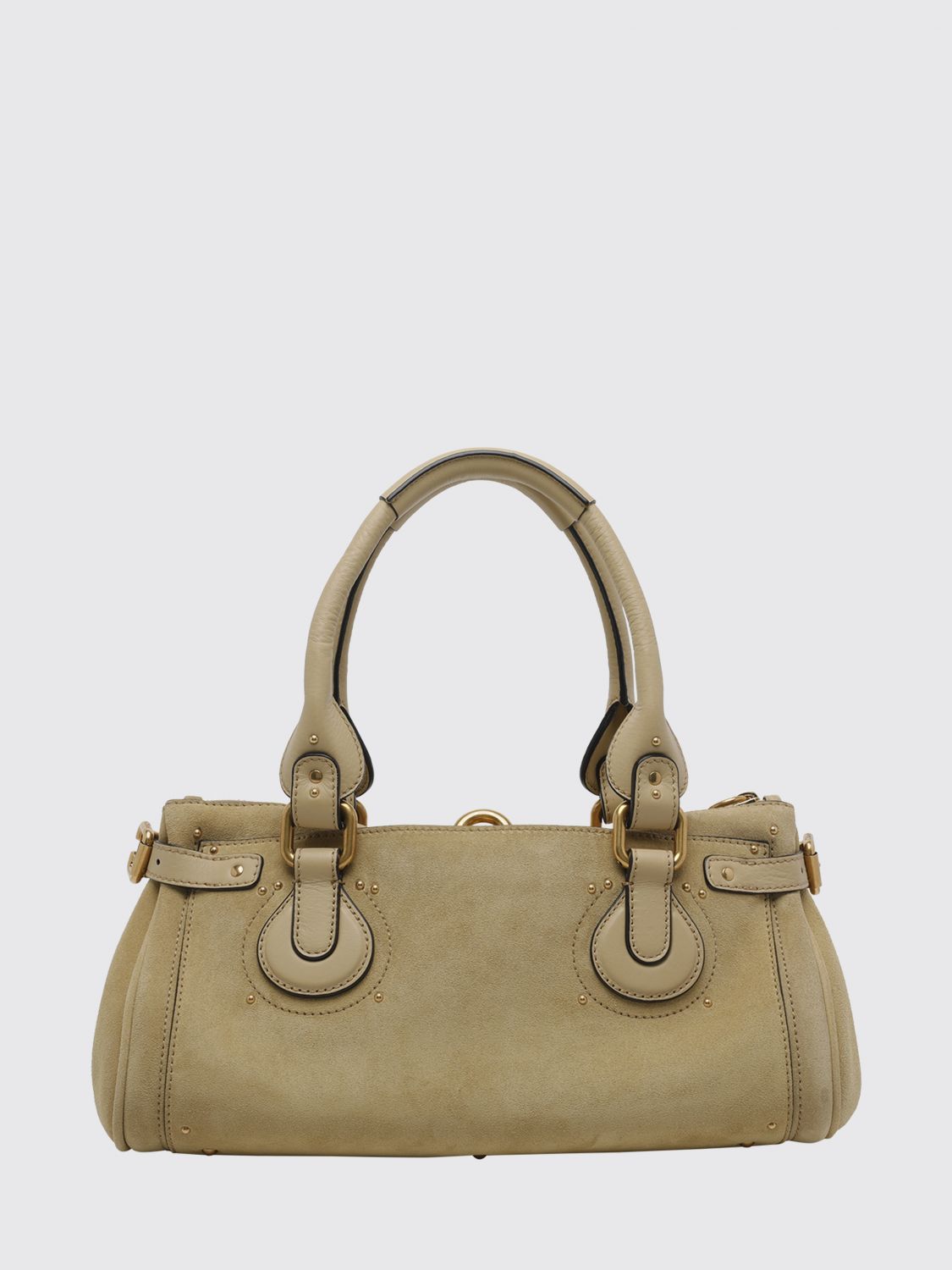paddington suede calfskin handbag chloé with padlock