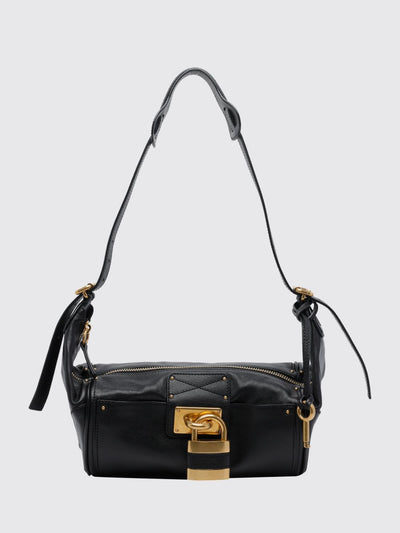 paddington grained calfskin shoulder bag chloé with padlock