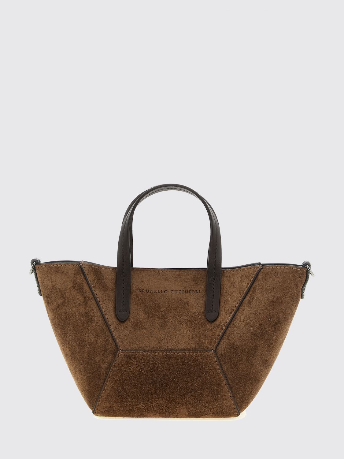 small suede handbag with monili embellishment