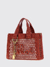 summer banana handbag chloé in raffia with embroidered logo and shoulder strap