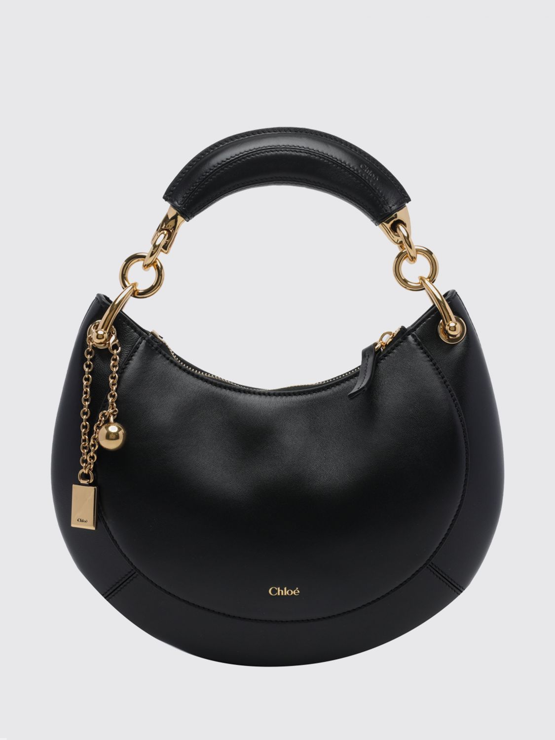 banana smooth calfskin handbag chloé with rigid handle