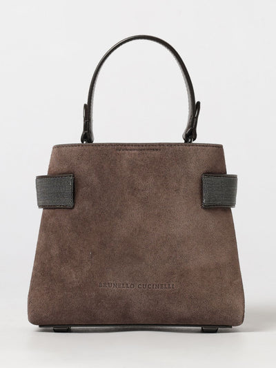 small suede handbag with monili embellishment