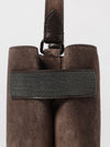 small suede handbag with monili embellishment