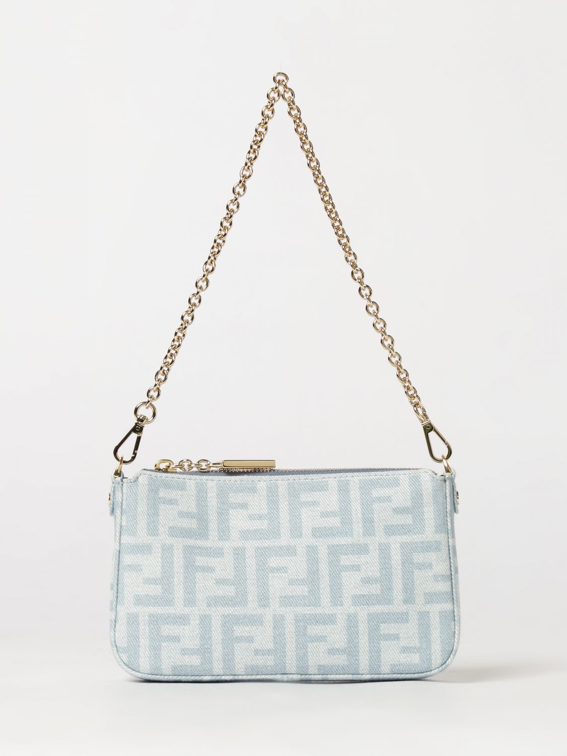 mini baguette bag in ff monogram denim with removable strap