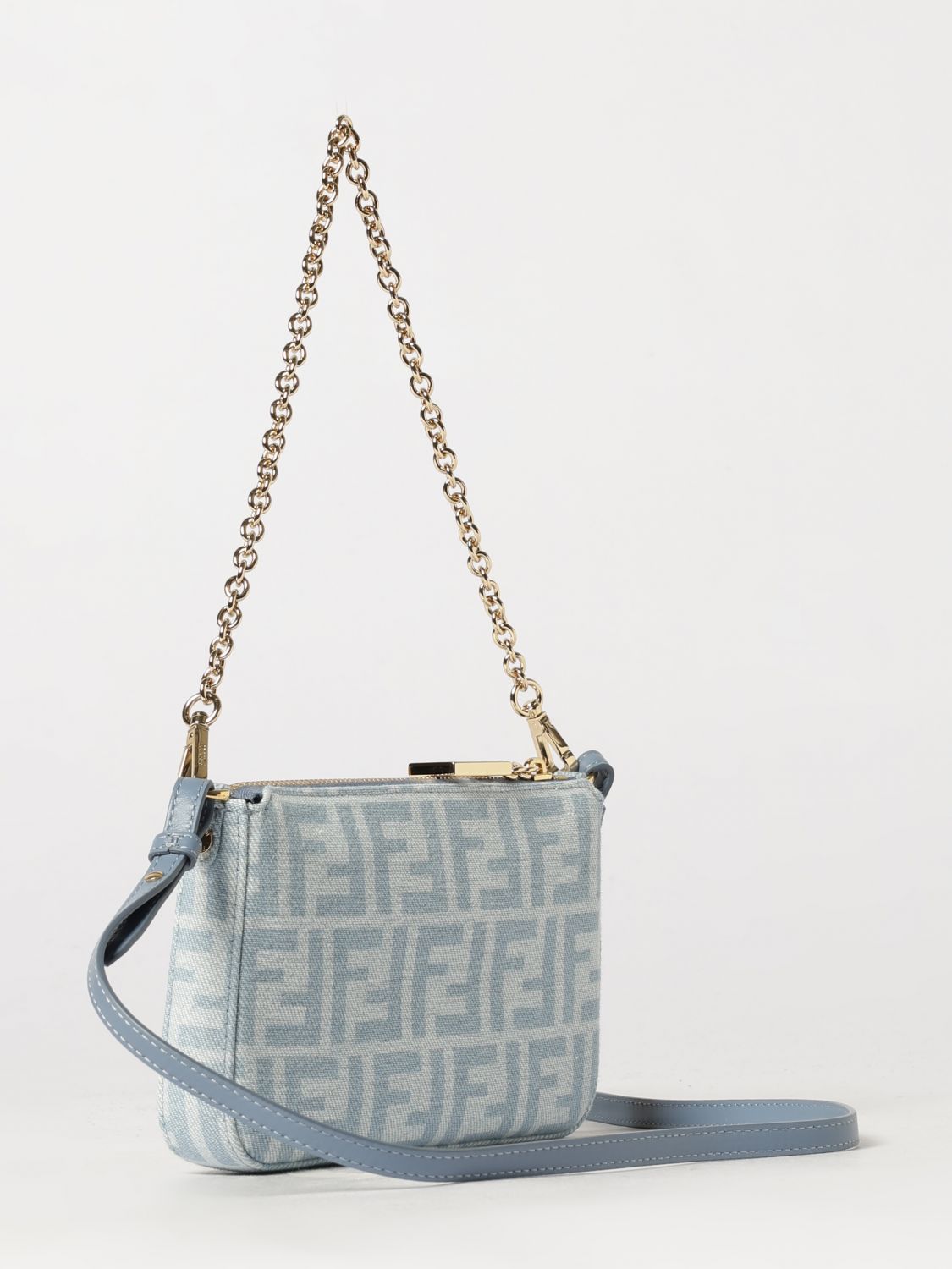 mini baguette bag in ff monogram denim with removable strap