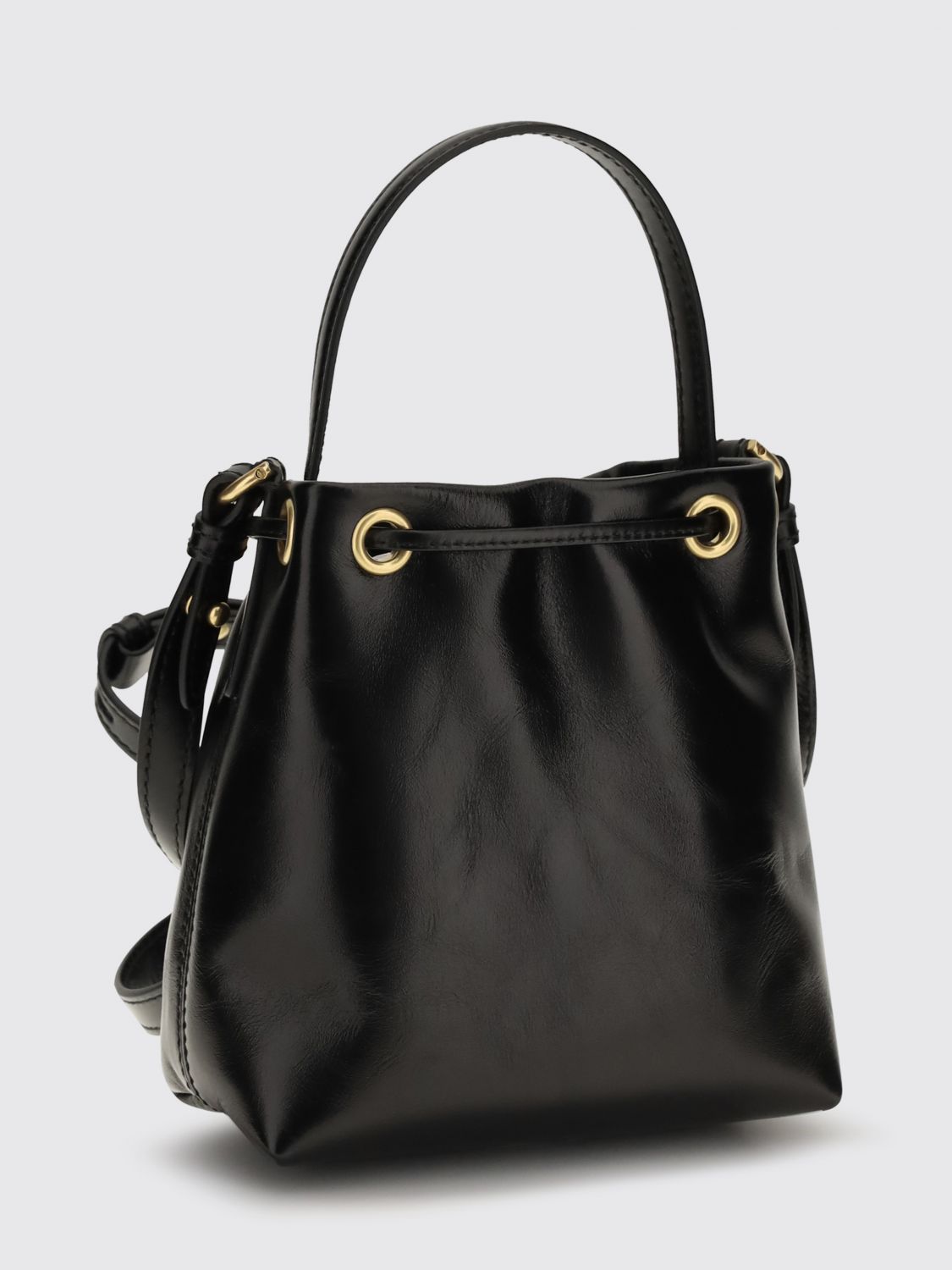 pulse leather mini bag with drawstring closure and padlock