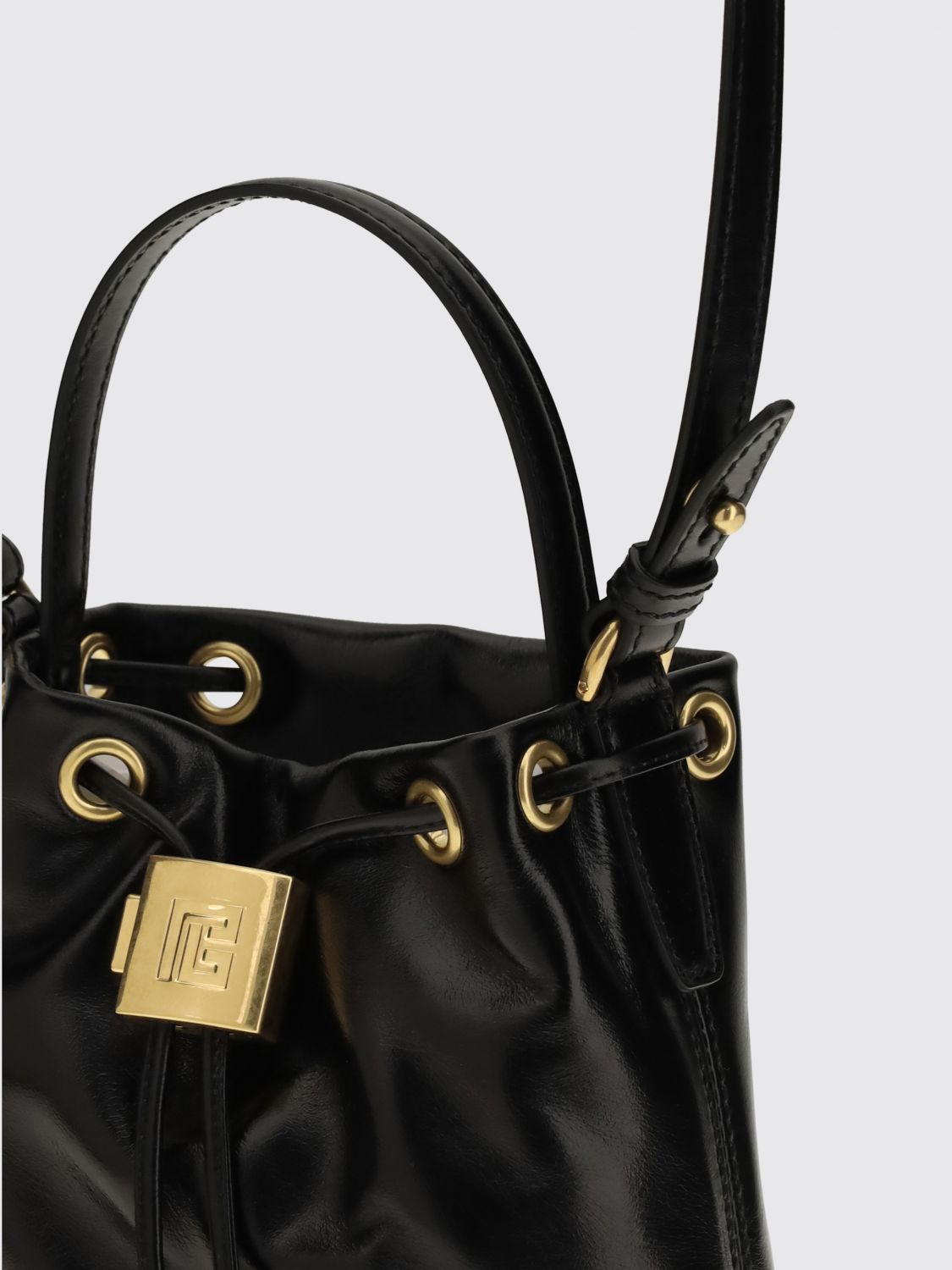 pulse leather mini bag with drawstring closure and padlock