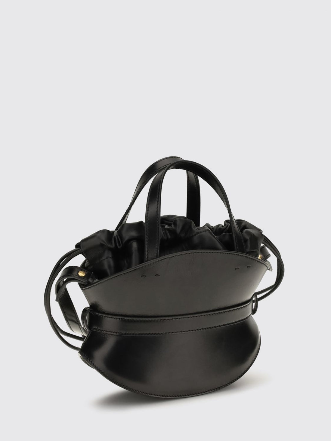 BALMAIN OS shuffle leather hourglass handbag with drawstring closure