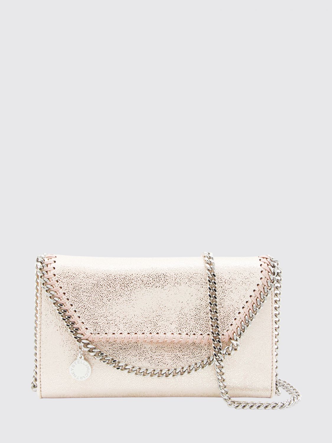 falabella crackled faux leather wallet on chain