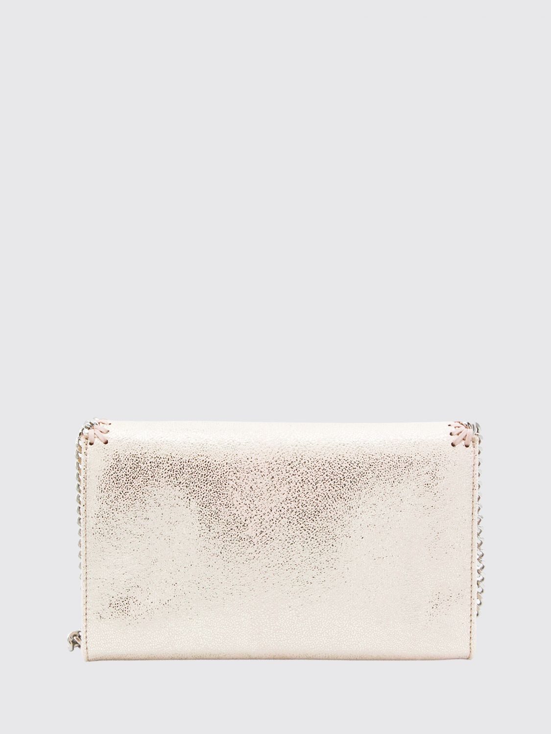 falabella crackled faux leather wallet on chain