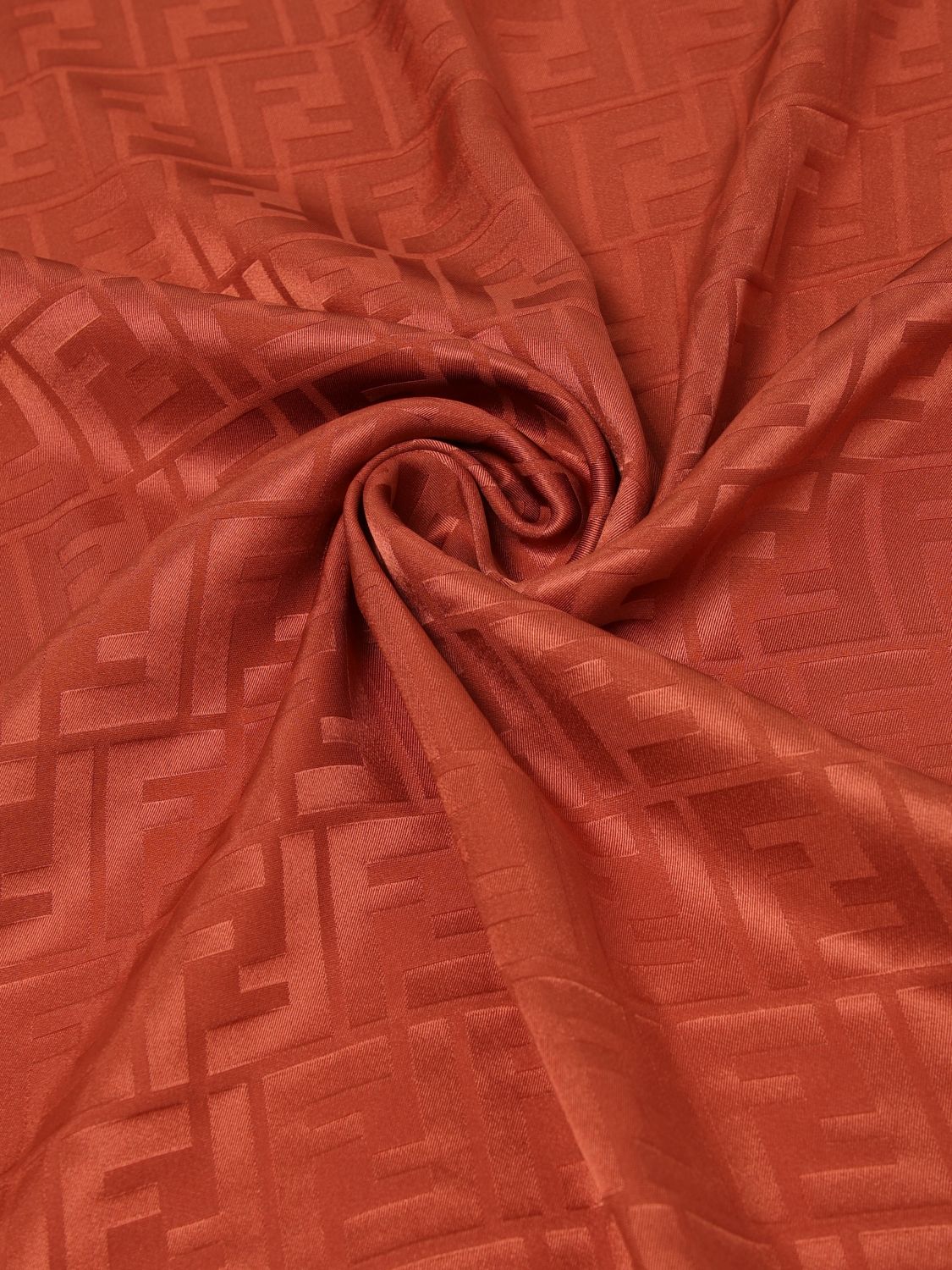 silk scarf with jacquard ff monogram and fringed edges