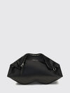 manta asymmetrical clutch in smooth calfskin with metal ring detail