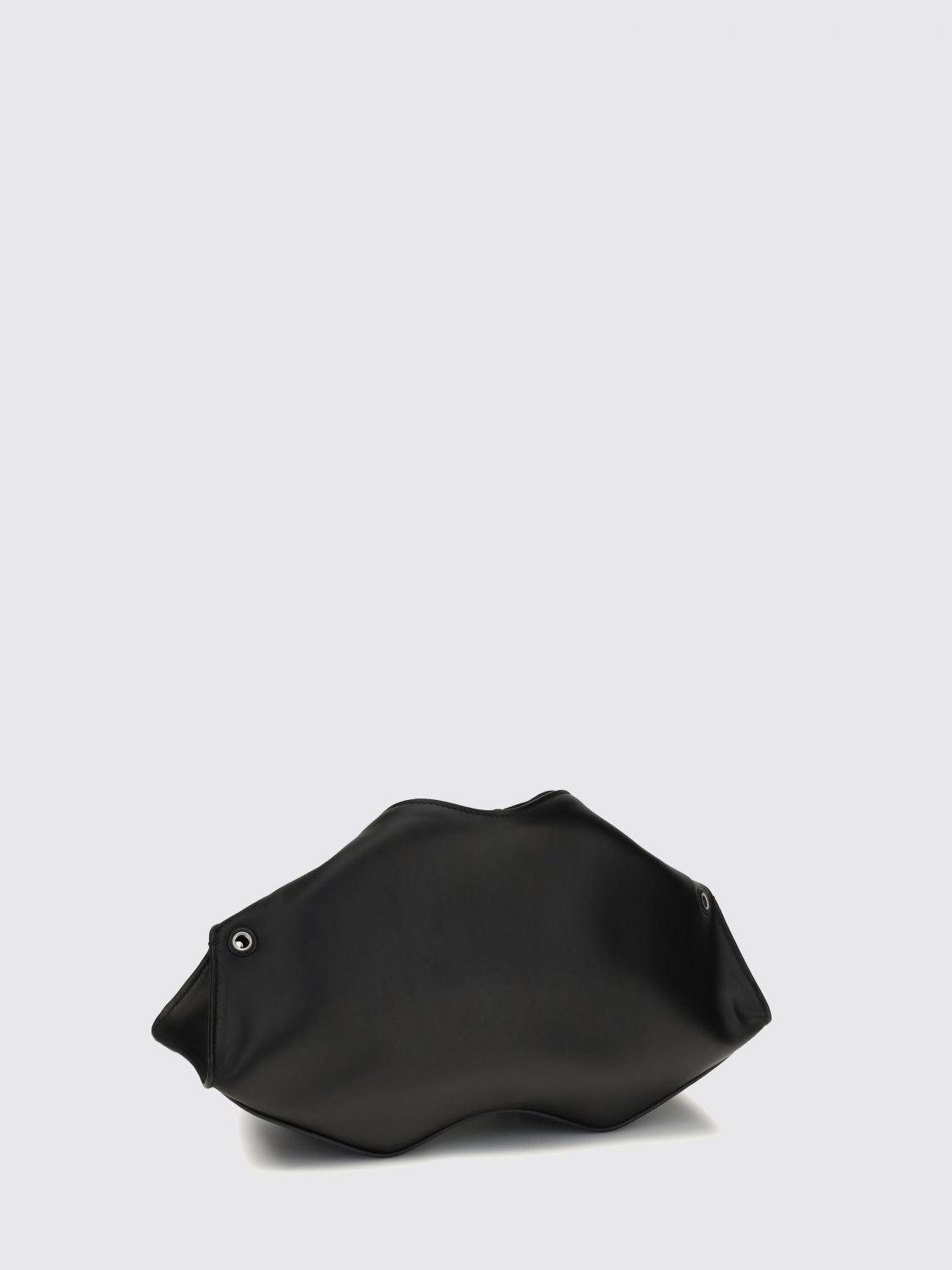 manta asymmetrical clutch in smooth calfskin with metal ring detail
