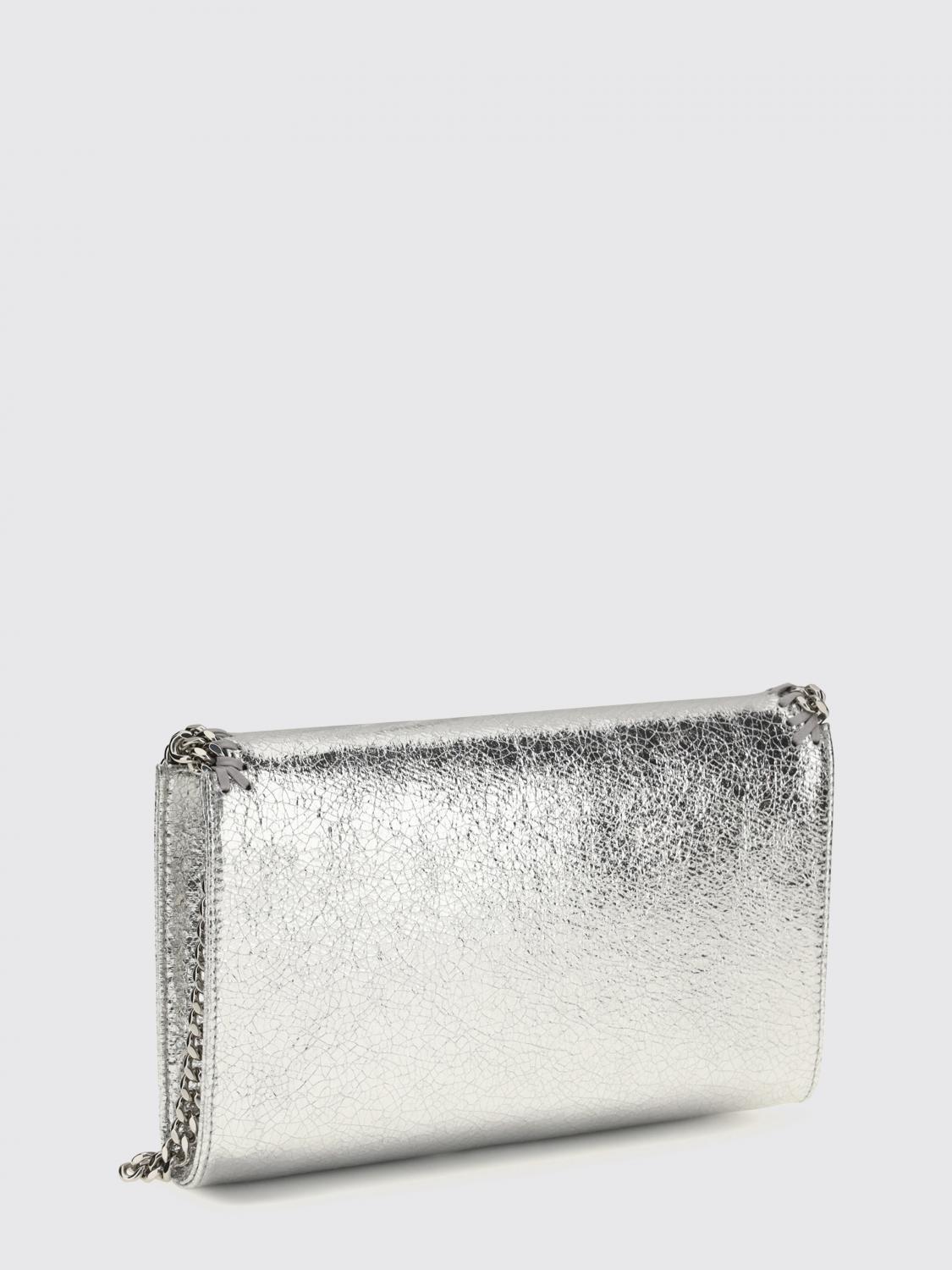 falabella crackle-effect faux leather wallet on chain