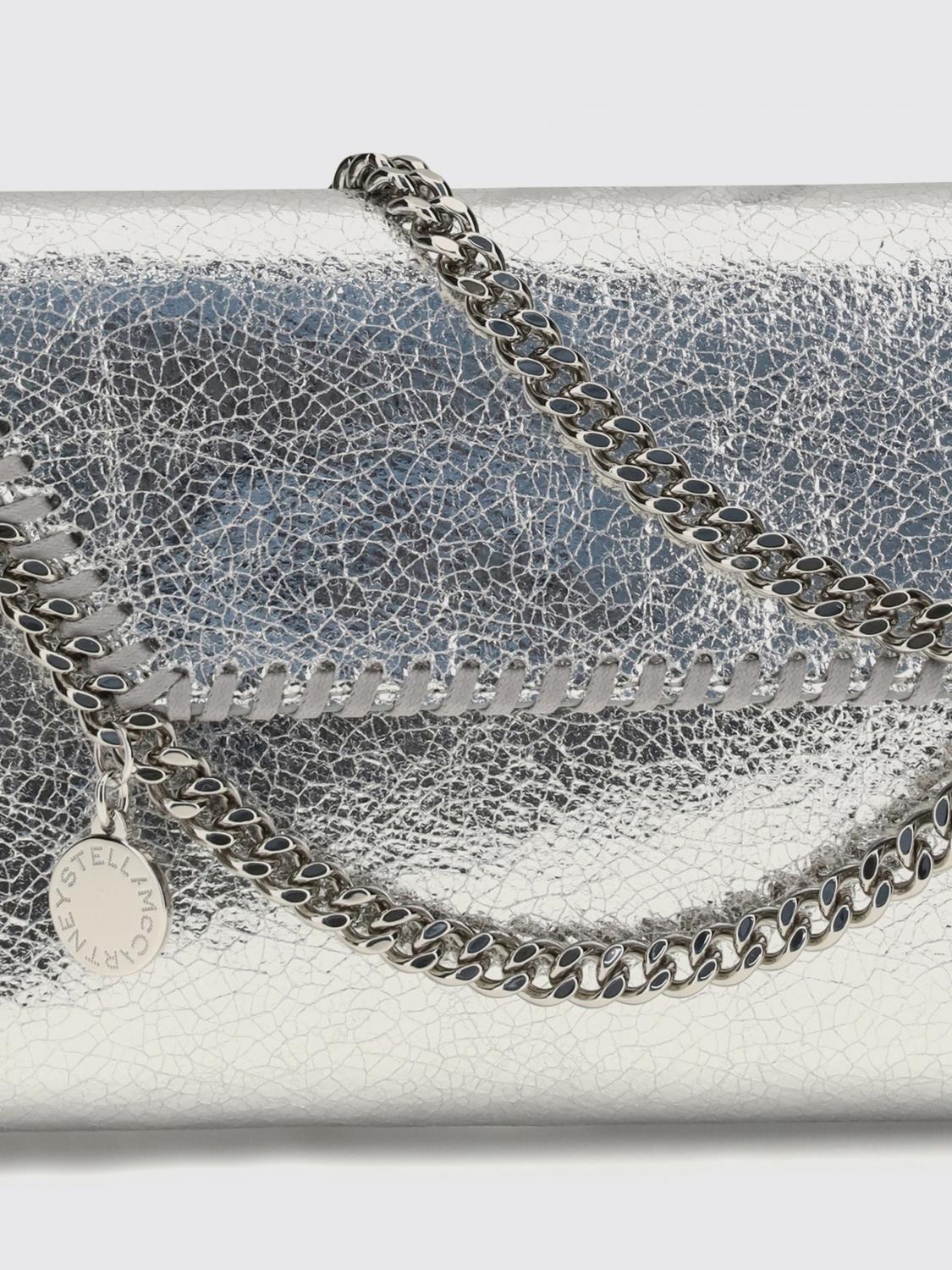 falabella crackle-effect faux leather wallet on chain