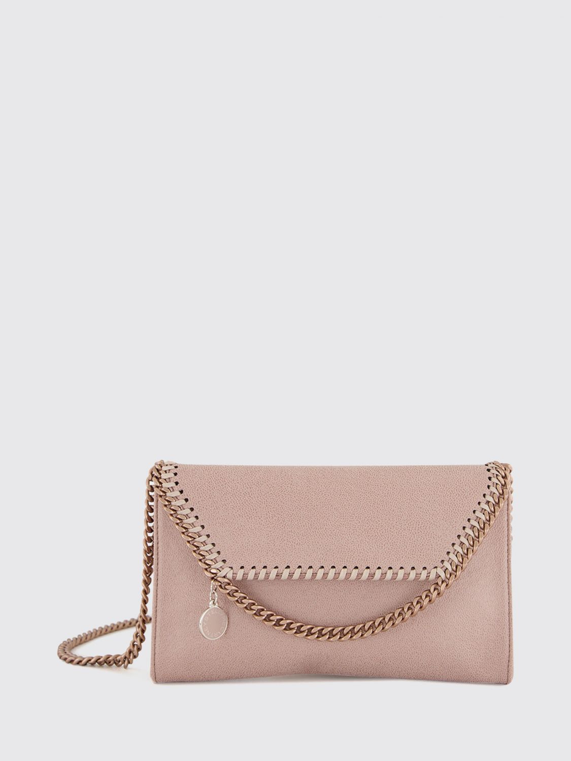 pearl-coloured falabella eco alter mat wallet on chain