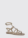 rockstud calfskin leather low-heeled sandals