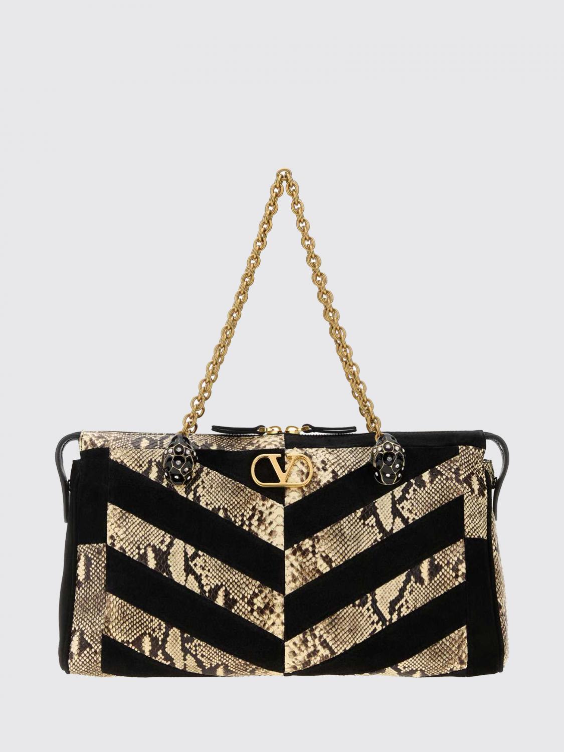 panthea python and suede shoulder bag with vlogo signature