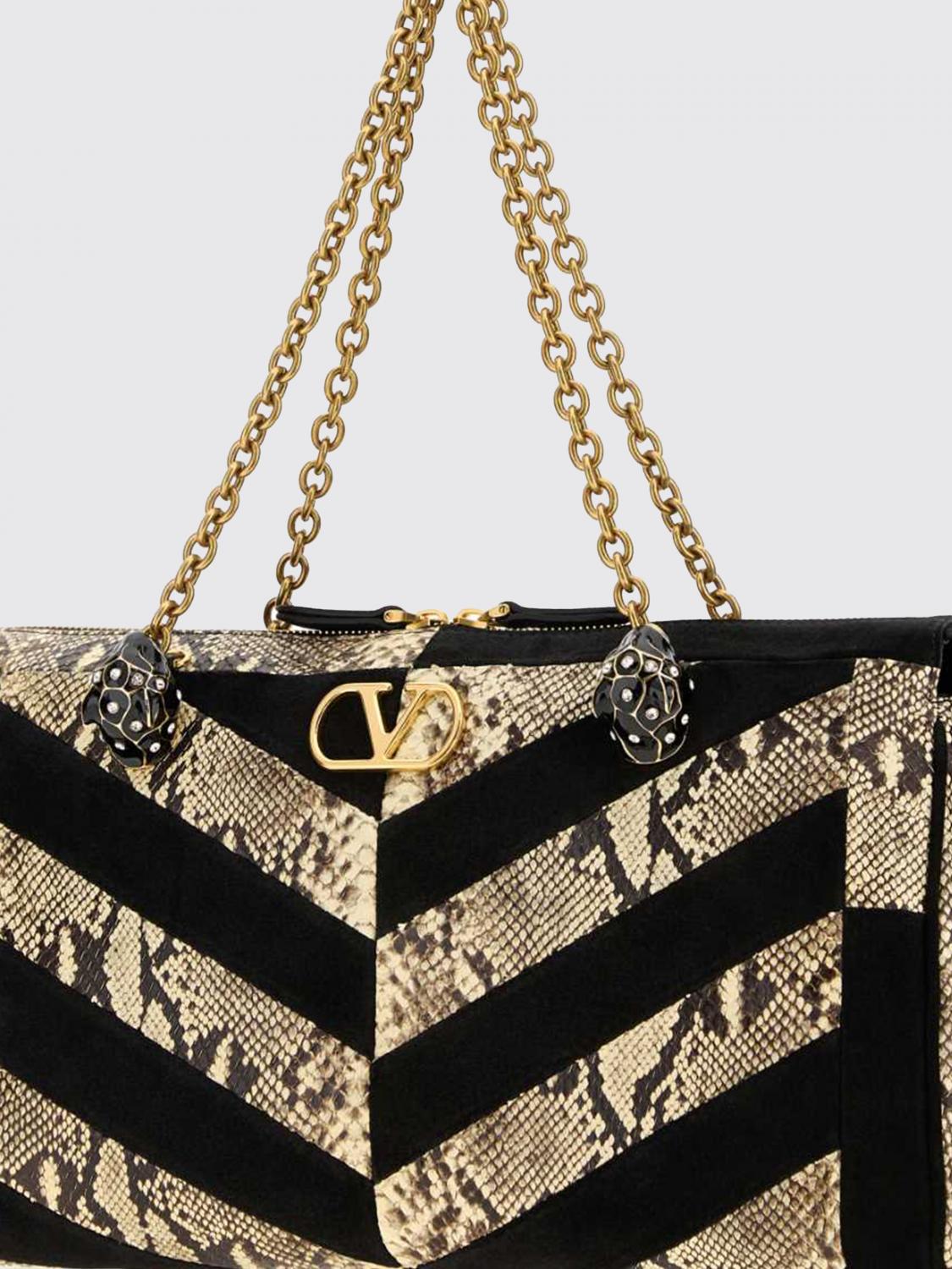 panthea python and suede shoulder bag with vlogo signature