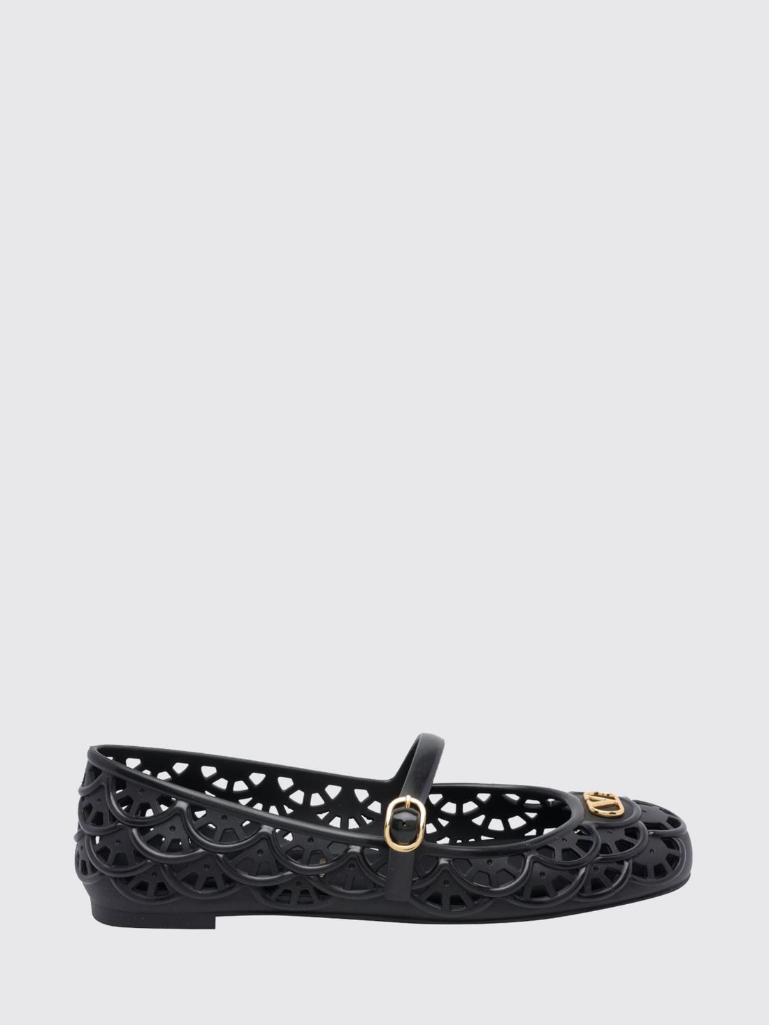 VALENTINO GARAVANI 36 ondette perforated rubber mary jane ballet flats with vlogo