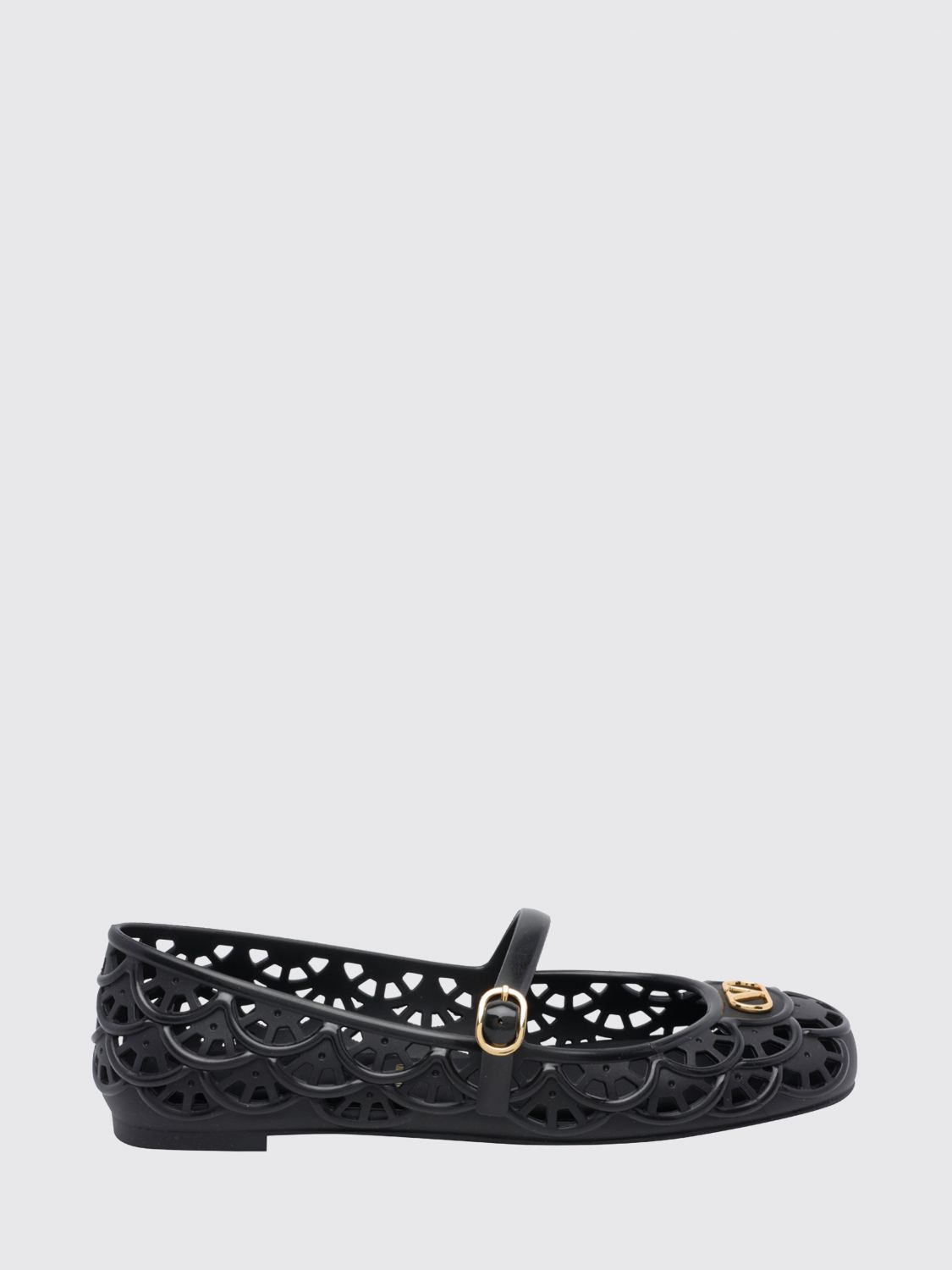 ondette perforated rubber mary jane ballet flats with vlogo