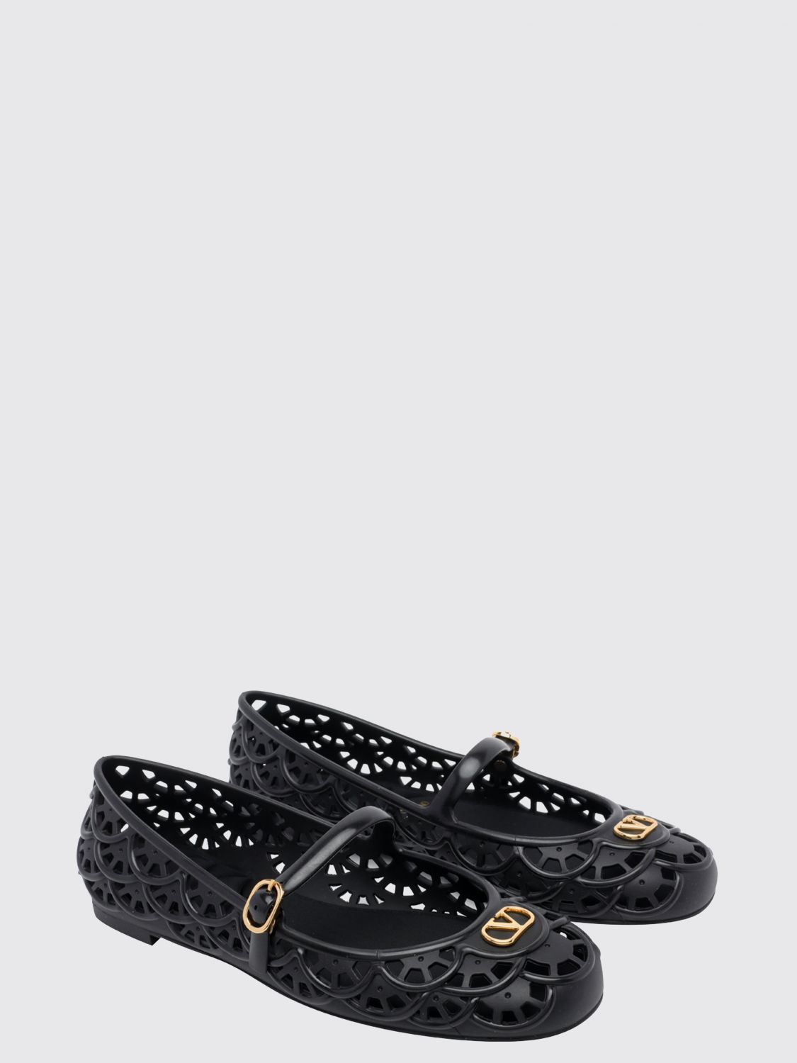 ondette perforated rubber mary jane ballet flats with vlogo