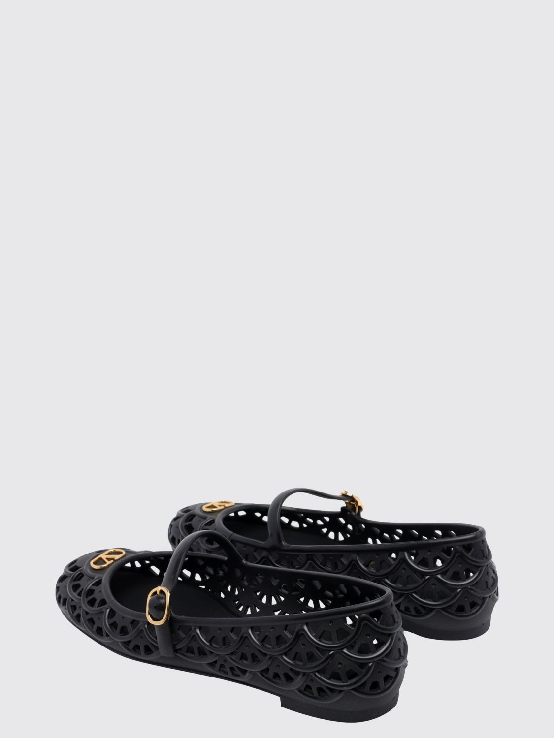 ondette perforated rubber mary jane ballet flats with vlogo