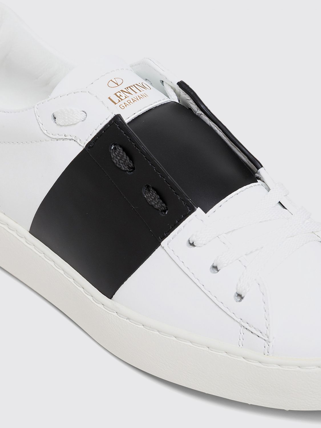 bicolour open smooth calfskin trainers
