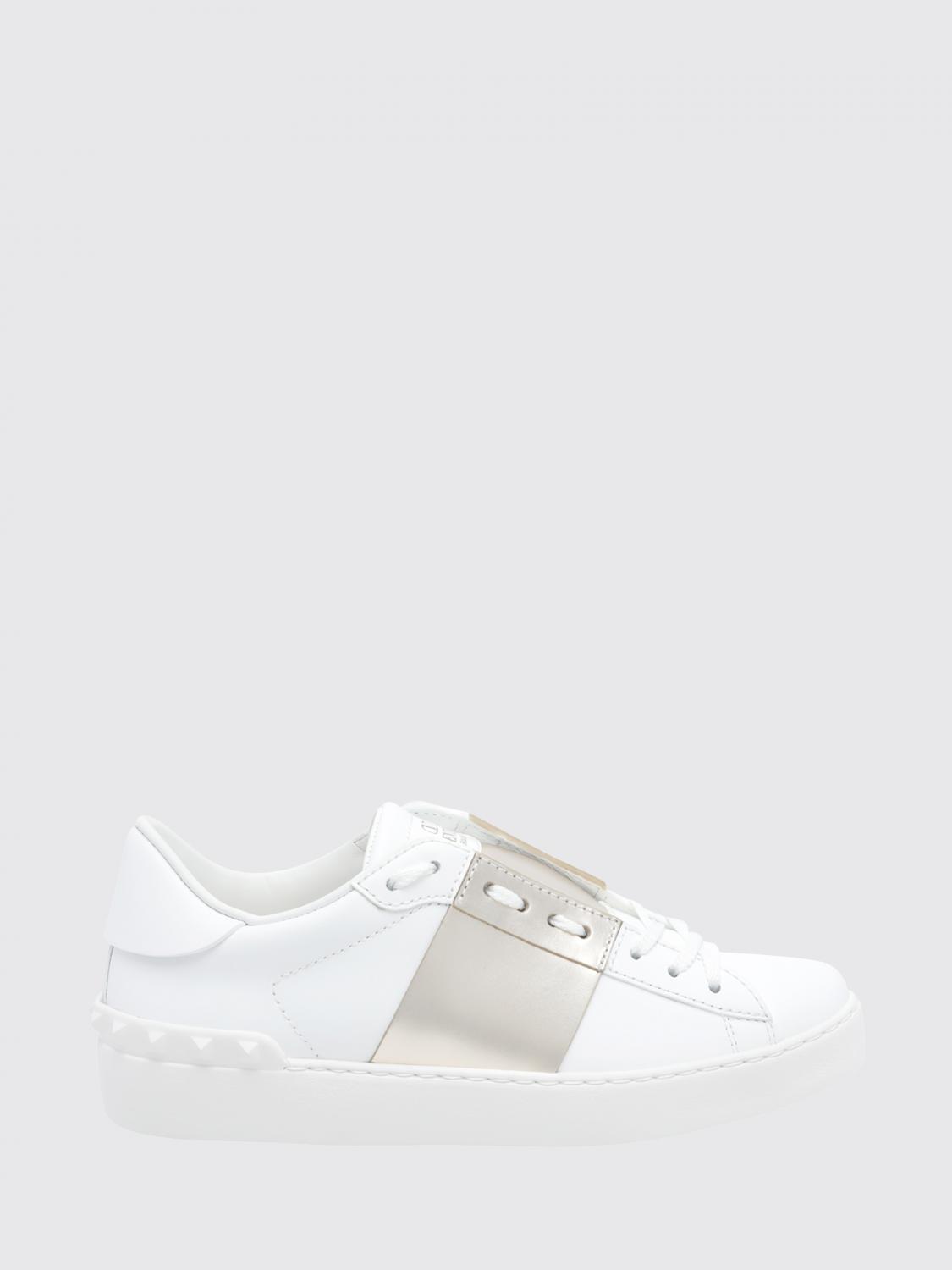 open leather sneakers with contrasting laminated band