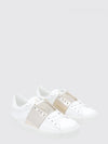 open leather sneakers with contrasting laminated band