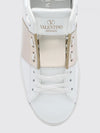 open leather sneakers with contrasting laminated band