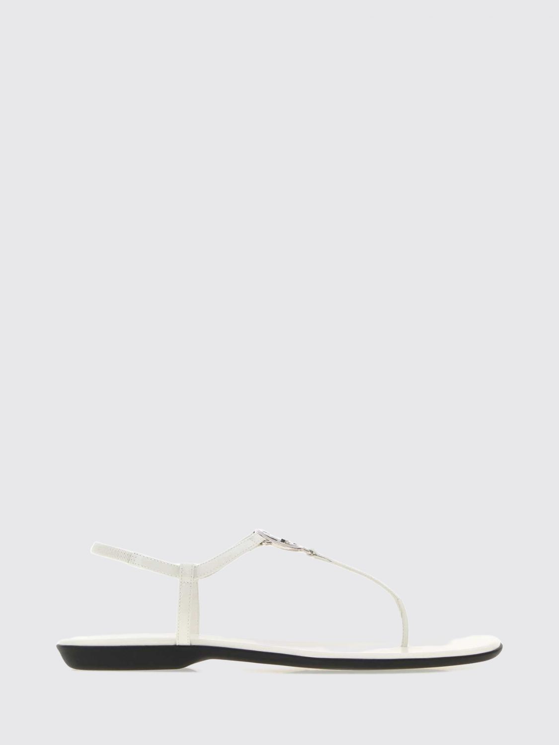 interlocking g leather thong sandals with low heel