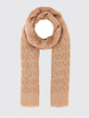 jacquard logo scarf in modal and cashmere with fringed edges
