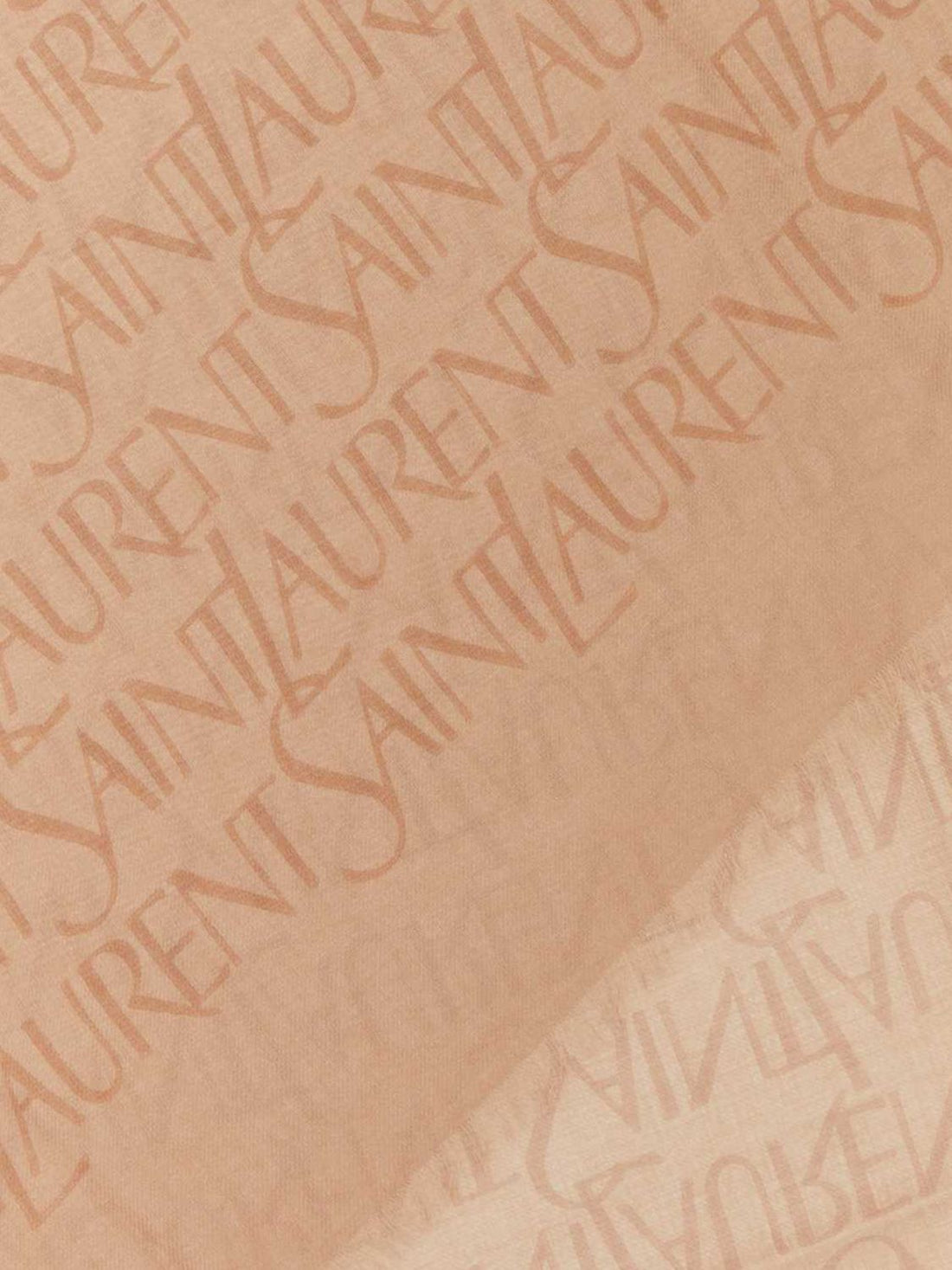 SAINT LAURENT OS jacquard logo scarf in modal and cashmere with fringed edges