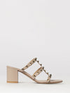 rockstud leather mule sandals with studs and mid heel