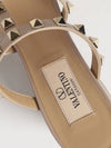 rockstud leather mule sandals with studs and mid heel