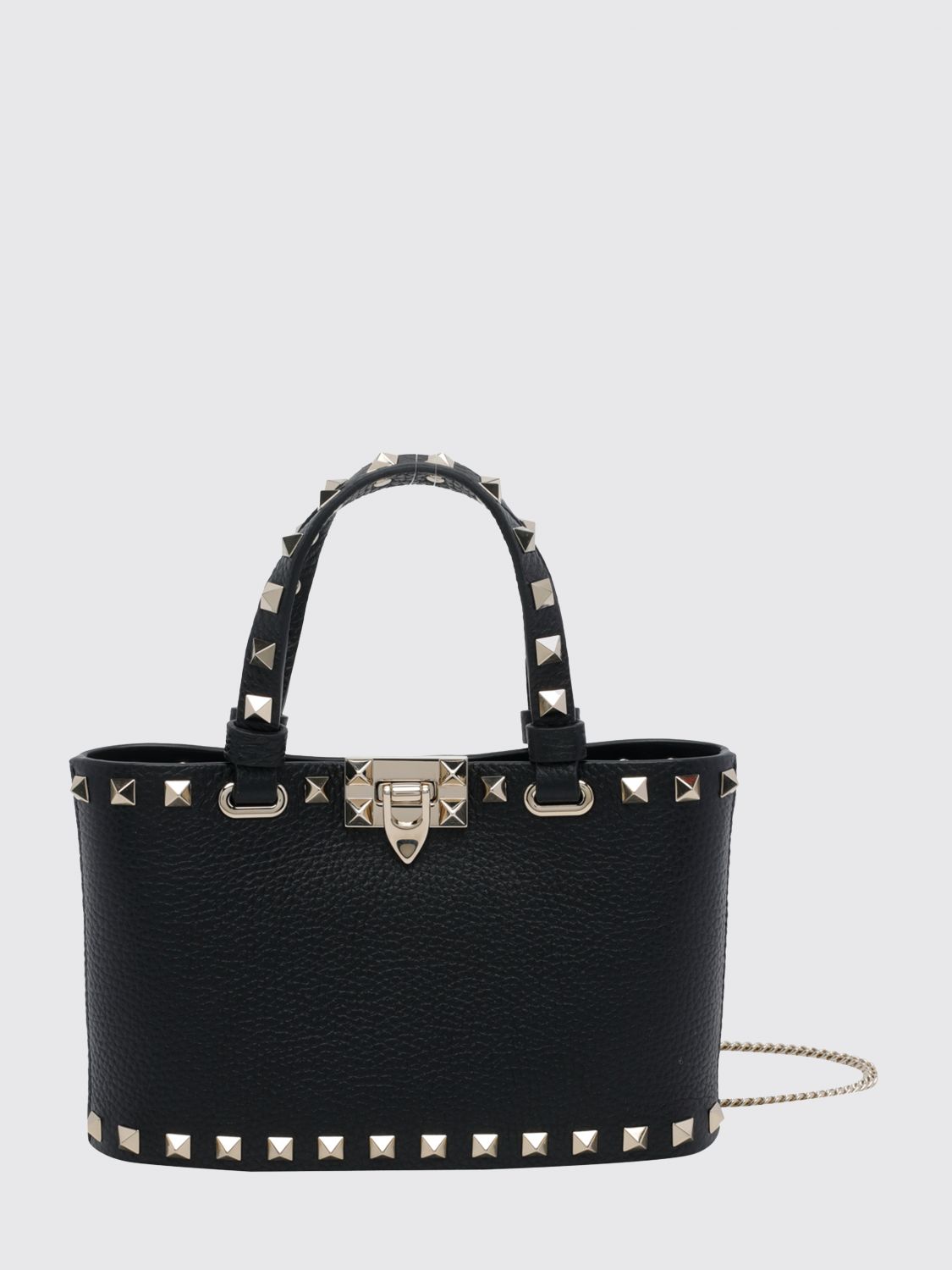 rockstud grained calf leather mini handbag