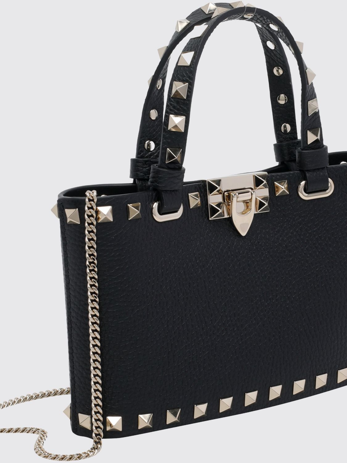 rockstud grained calf leather mini handbag