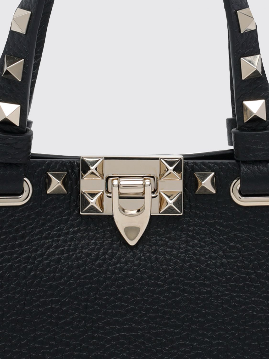 rockstud grained calf leather mini handbag