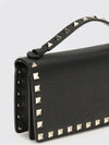 rockstud calfskin leather handbag with studs and chain strap