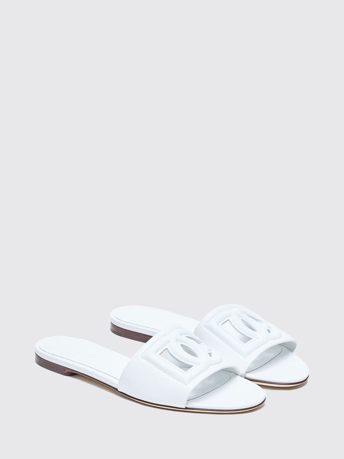 leather mule sandals with dg monogram and low heel