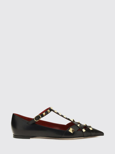 studdy t-strap studded sheepskin ballet flats