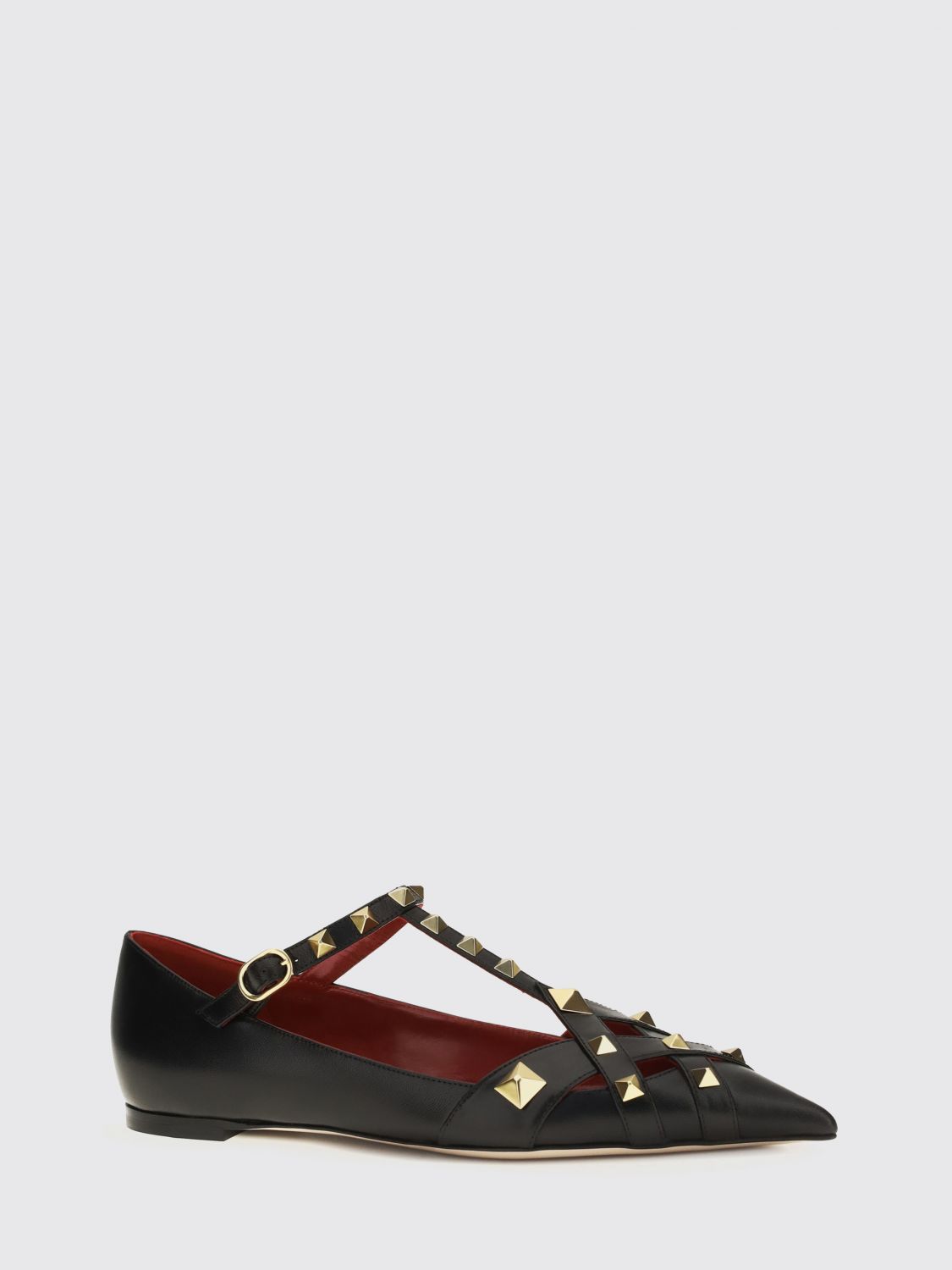 studdy t-strap studded sheepskin ballet flats