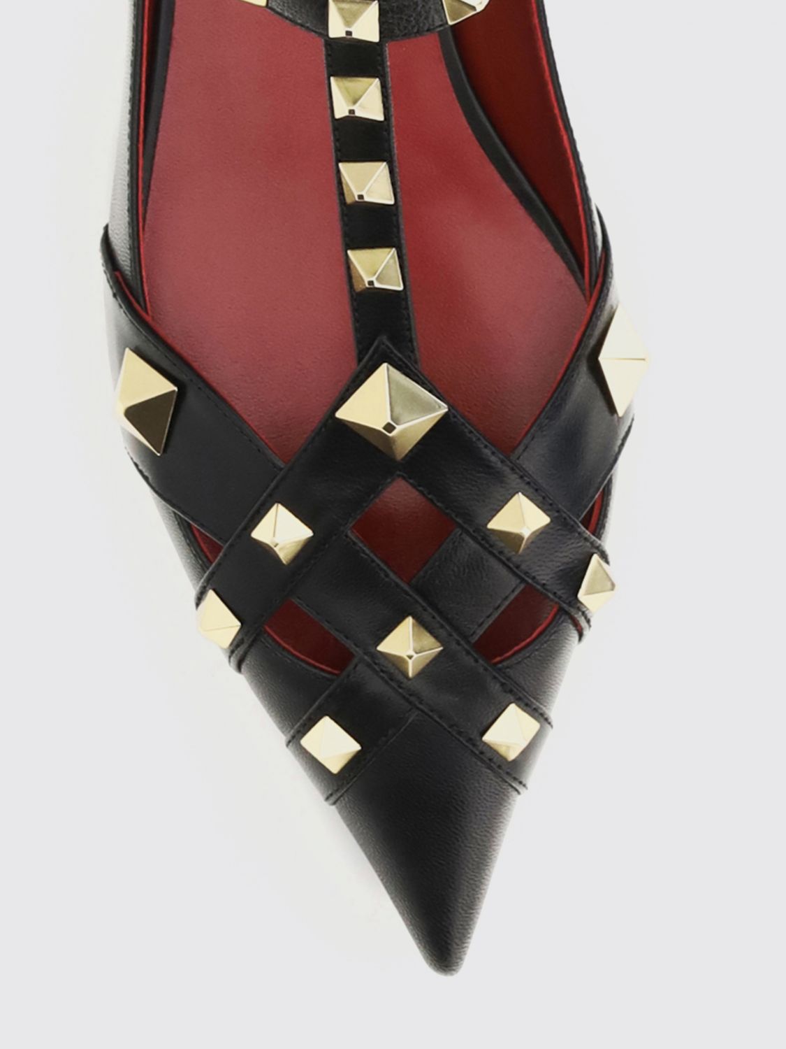 studdy t-strap studded sheepskin ballet flats