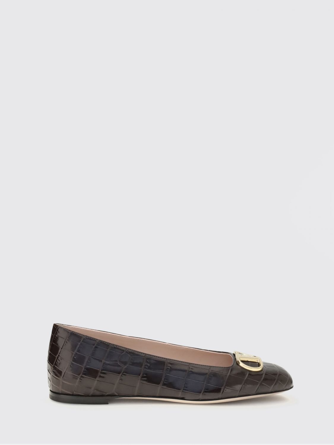 vlogo signature croc-print leather ballet flats
