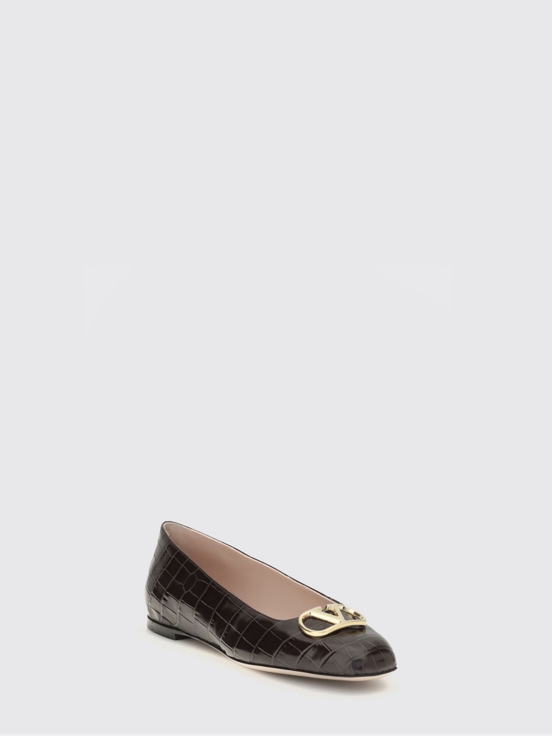 vlogo signature croc-print leather ballet flats
